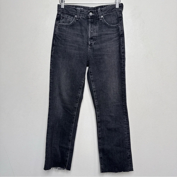 Anthropologie Womens 27 AG The Alexxis Cropped Straight Jeans Grey Wash Raw Hem - Picture 3 of 16